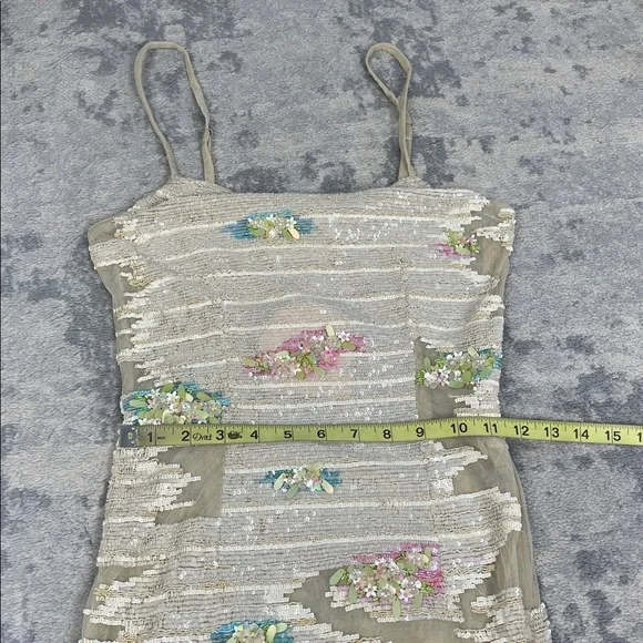 NWT La Fuori Whispering Blooms Ombre Embellished Sequin Tulle Gown Maxi Dress S - Picture 14 of 17